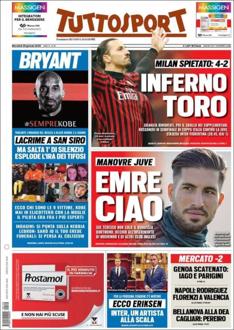 Portadas de diarios deportivos del mundo del 29 de enero del 2020