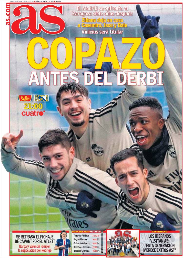 Portadas de diarios deportivos del mundo del 29 de enero del 2020