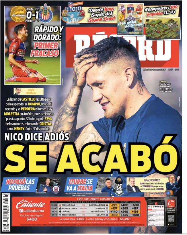 Portadas de diarios deportivos del mundo del 29 de enero del 2020