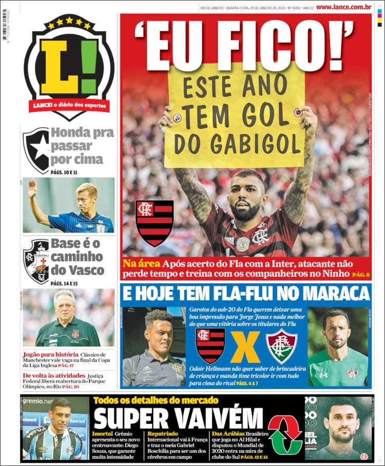 Portadas de diarios deportivos del mundo del 29 de enero del 2020
