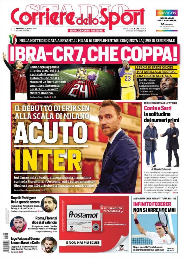Portadas de diarios deportivos del mundo del 29 de enero del 2020