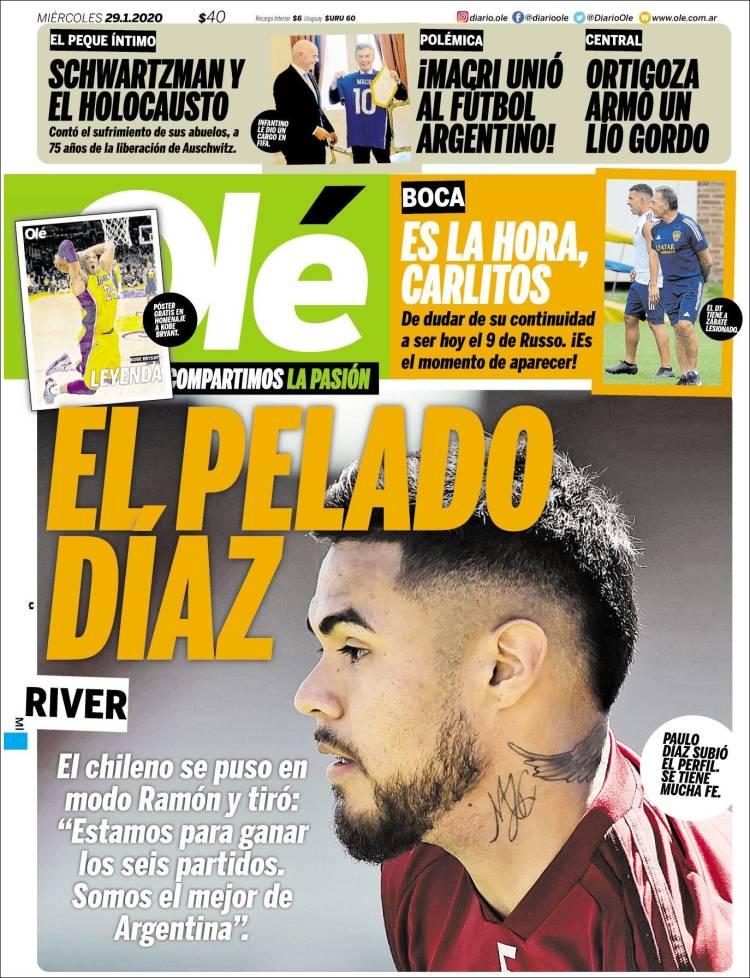 Portadas de diarios deportivos del mundo del 29 de enero del 2020