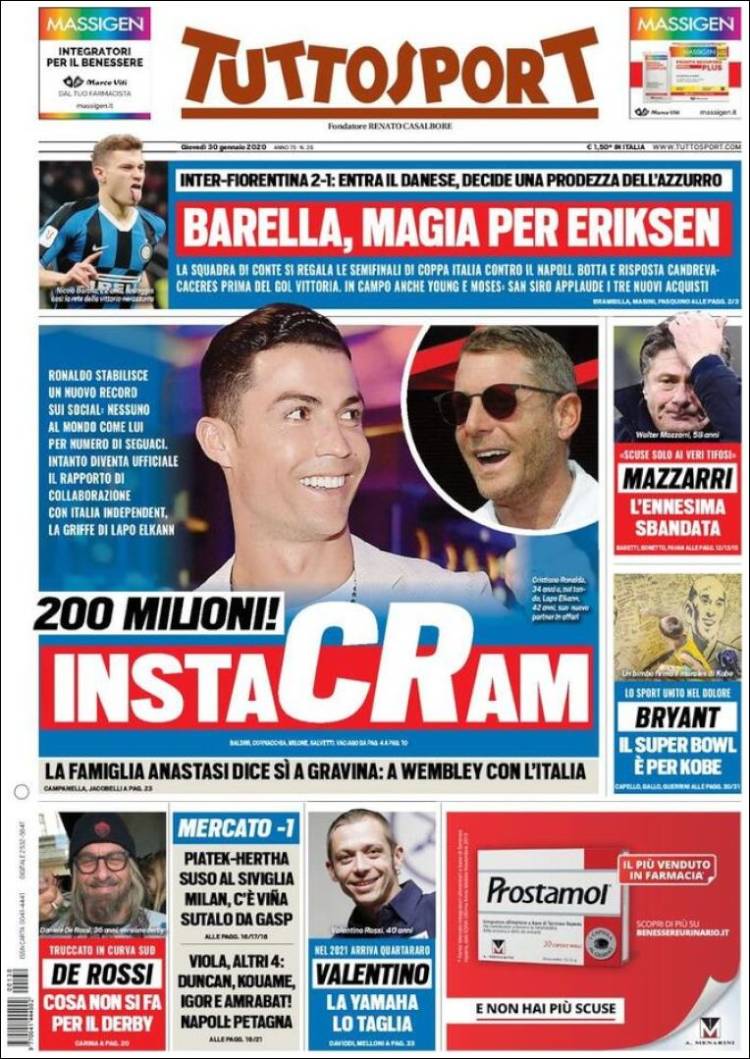 Portadas de diarios deportivos del mundo del 30 de enero del 2020