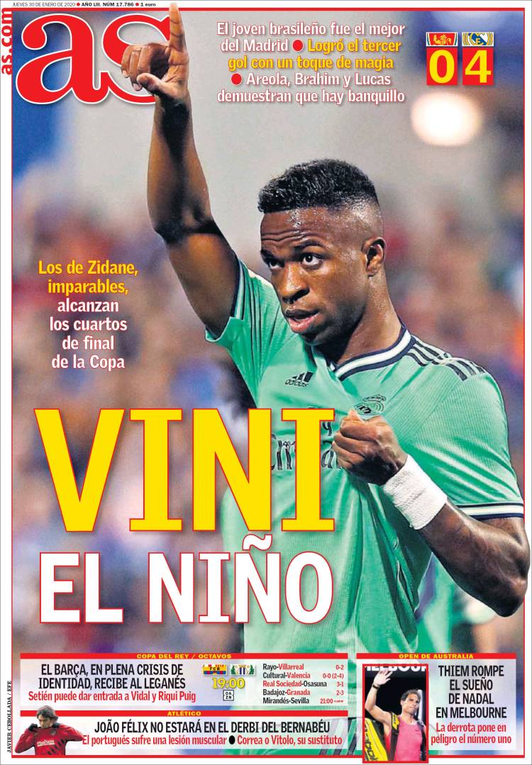 Portadas de diarios deportivos del mundo del 30 de enero del 2020