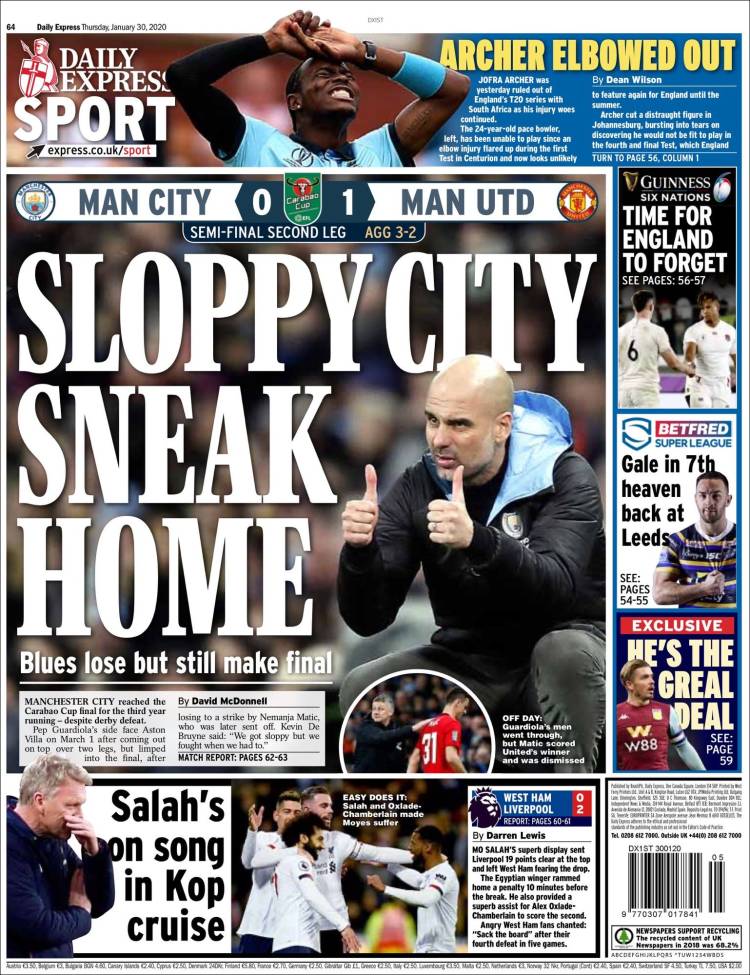 Portadas de diarios deportivos del mundo del 30 de enero del 2020