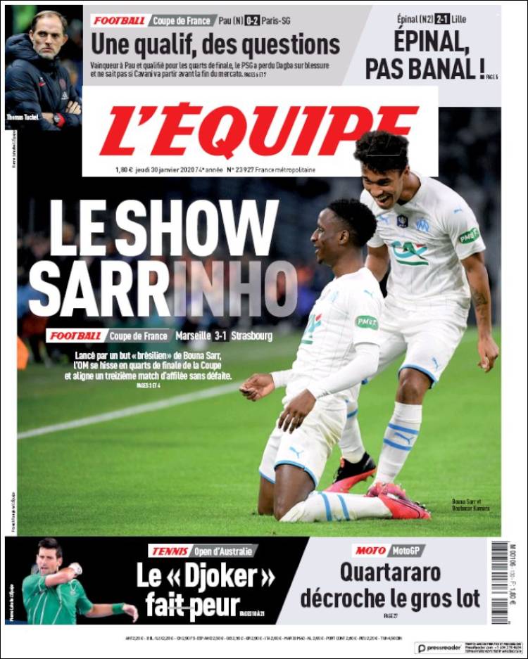 Portadas de diarios deportivos del mundo del 30 de enero del 2020