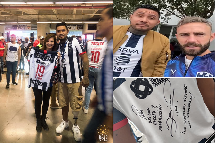 Layún se pudo encontrar hoy con el aficionado que pronto tendrá una prótesis nueva. FOTOS: @yiyolaleyenda1