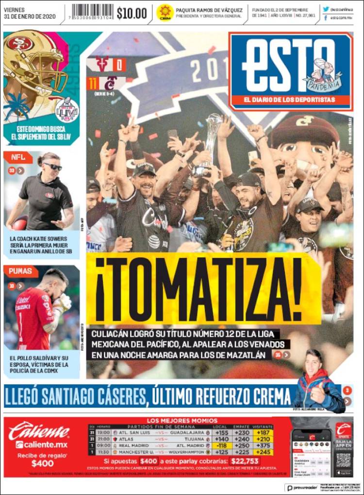 Portadas de diarios deportivos del mundo del 31 de enero del 2020