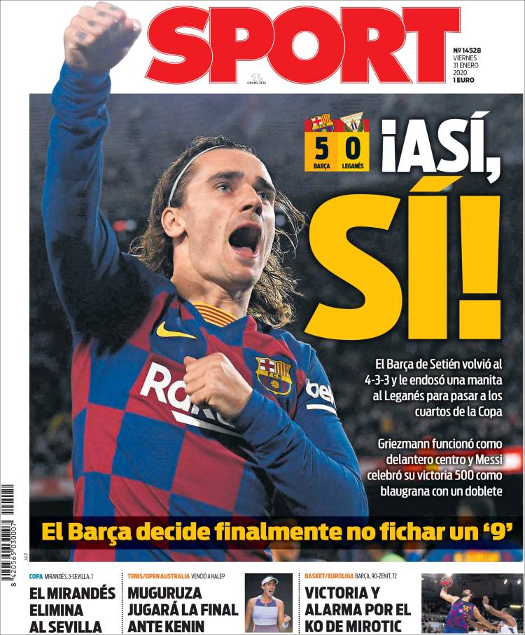 Portadas de diarios deportivos del mundo del 31 de enero del 2020