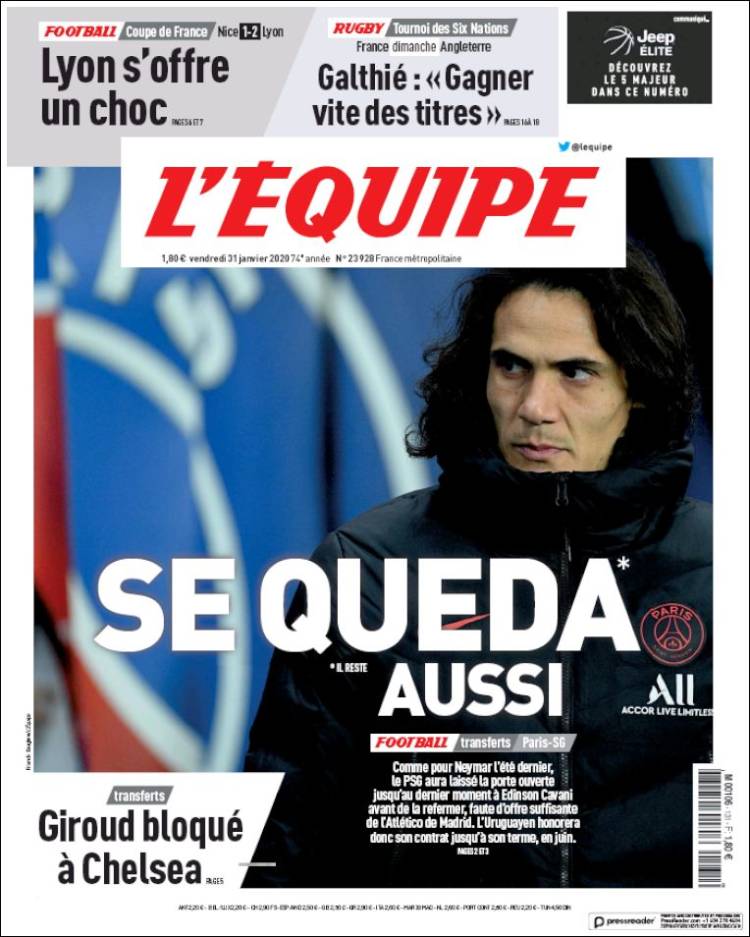Portadas de diarios deportivos del mundo del 31 de enero del 2020