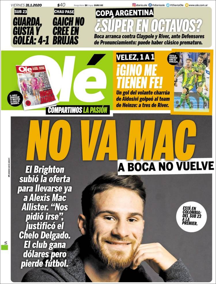 Portadas de diarios deportivos del mundo del 31 de enero del 2020