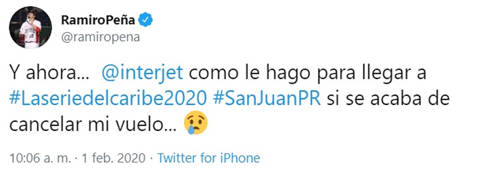 El MVP no llega a tiempo a Puerto Rico... porque cancelan su vuelo
