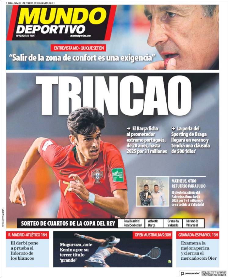 Portadas de diarios deportivos del mundo del 1 de febrero del 2020