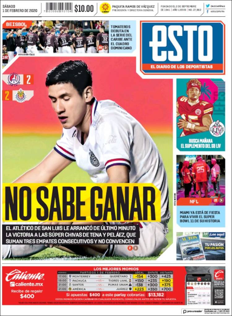Portadas de diarios deportivos del mundo del 1 de febrero del 2020