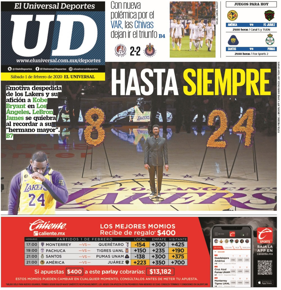 Portadas de diarios deportivos del mundo del 1 de febrero del 2020
