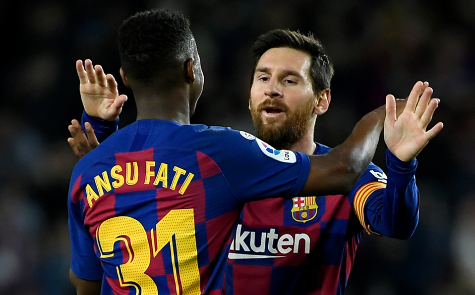 Ansu Fati y Messi dieron el triunfo al Barcelona (AFP)