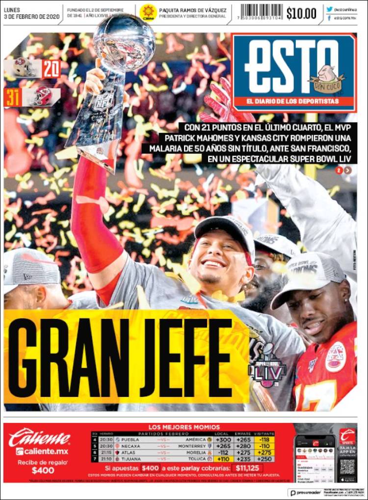 Portadas de diarios deportivos del mundo del 3 de febrero del 2020