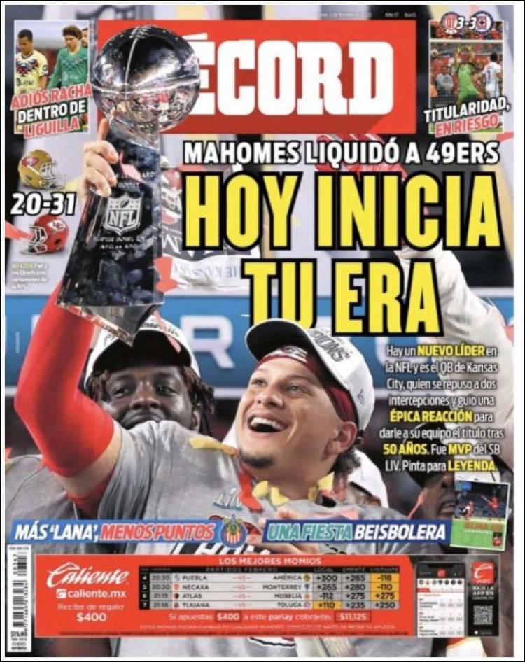 Portadas de diarios deportivos del mundo del 3 de febrero del 2020