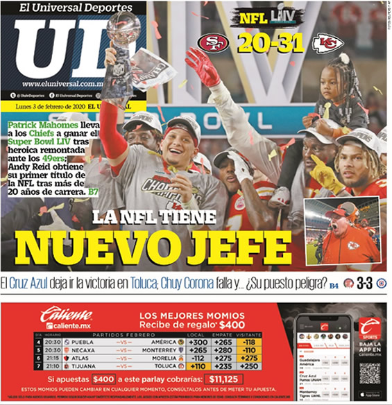 Portadas de diarios deportivos del mundo del 3 de febrero del 2020