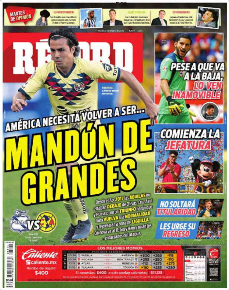 Portadas de diarios deportivos del mundo del 4 de febrero del 2020