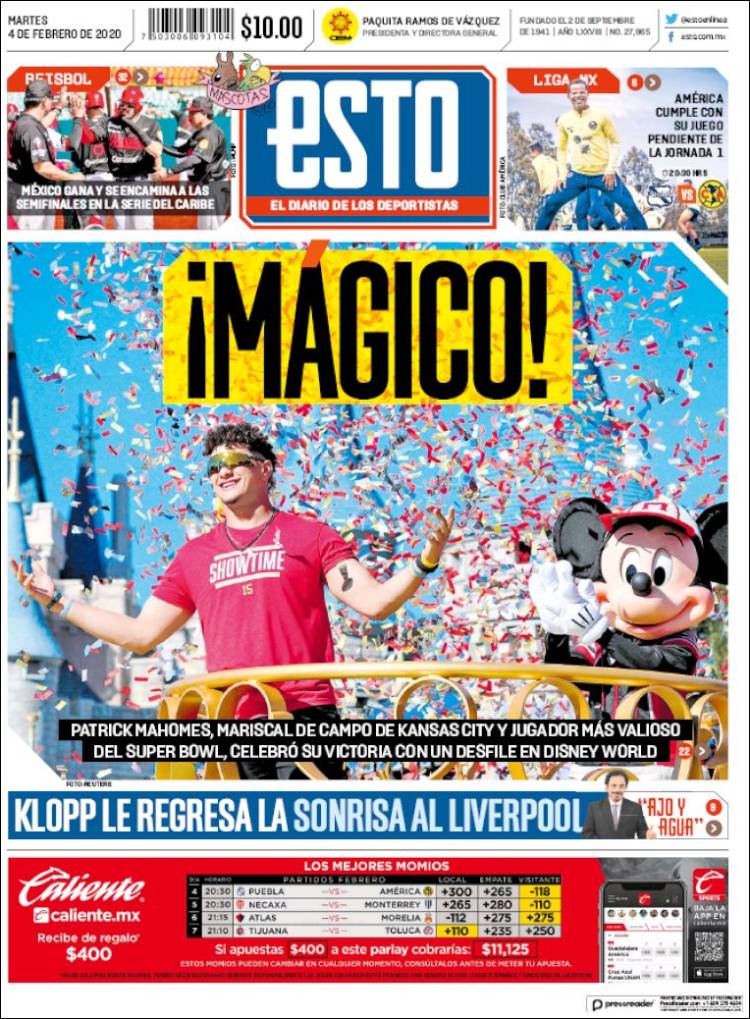 Portadas de diarios deportivos del mundo del 4 de febrero del 2020