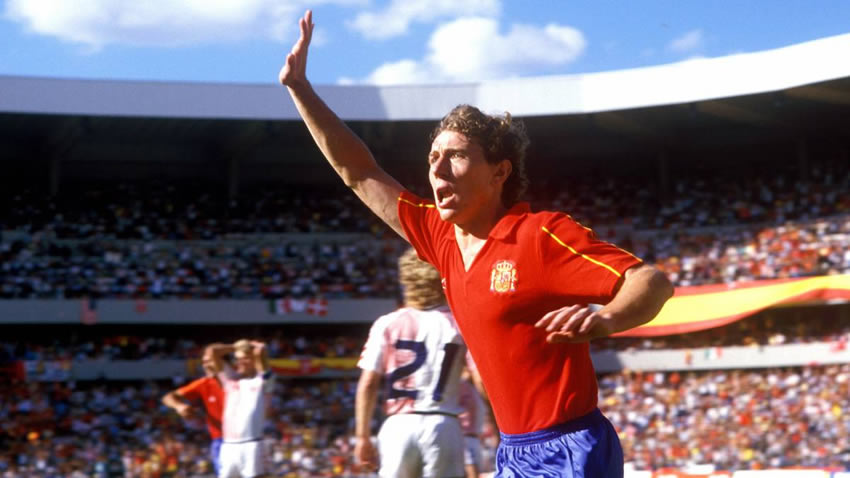 Emilio Butragueño anotó cuatro goles en la victoria de España por 5-1 a Dinamarca, en juego de Octavos de Final del Mundial del 86. EFE