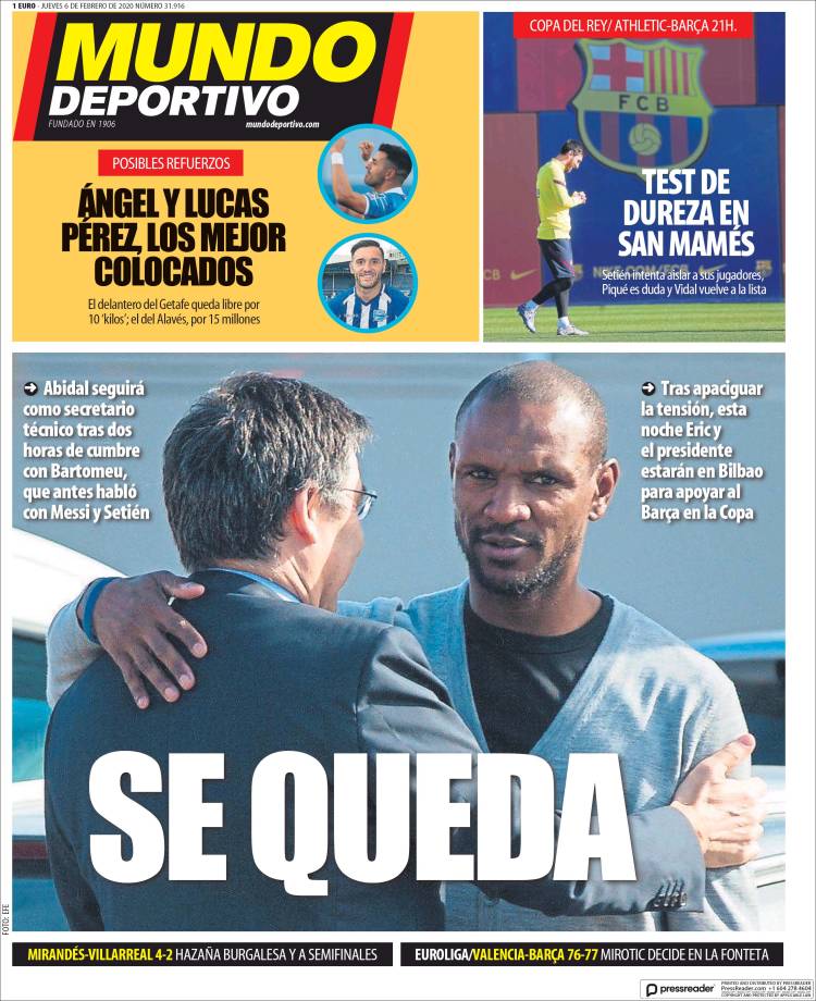Portadas de diarios deportivos del mundo del 6 de febrero del 2020