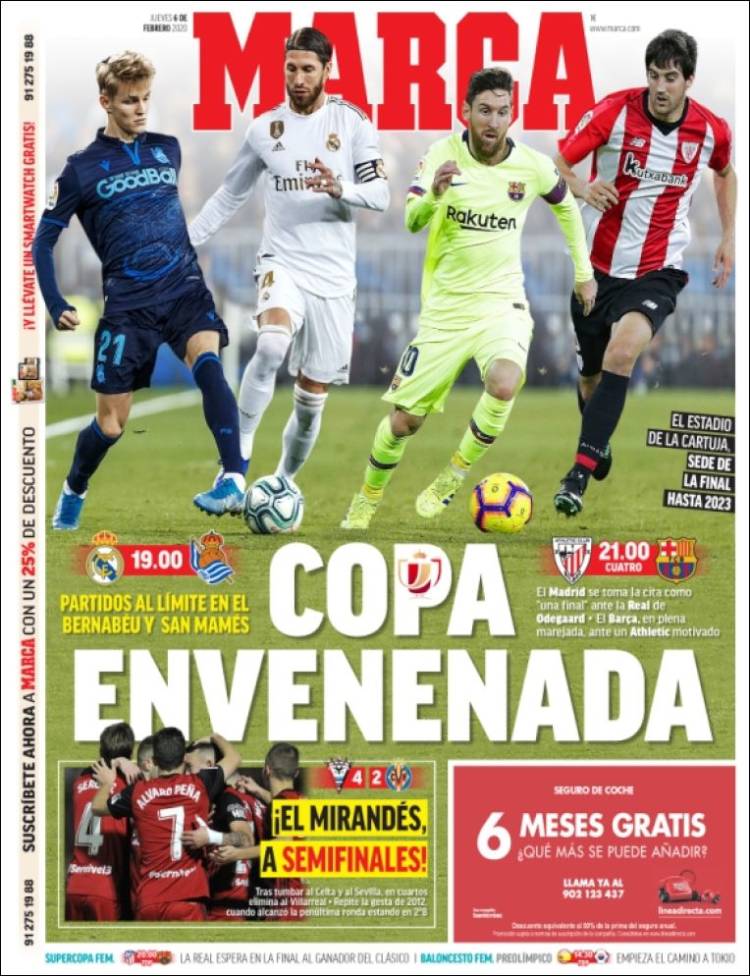Portadas de diarios deportivos del mundo del 6 de febrero del 2020