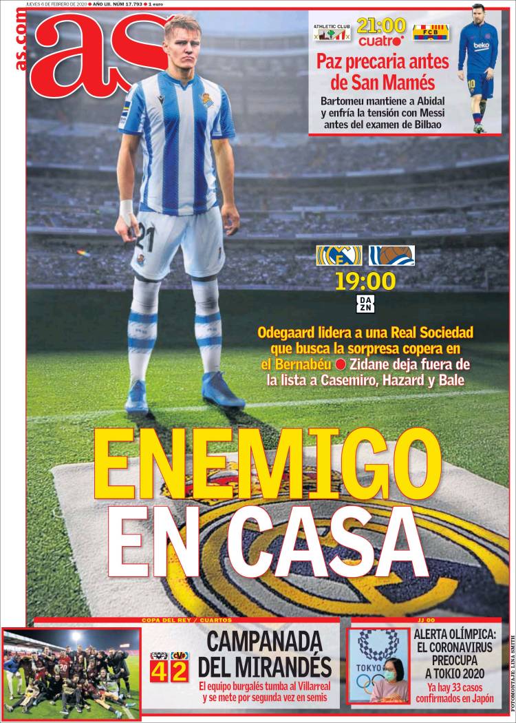 Portadas de diarios deportivos del mundo del 6 de febrero del 2020
