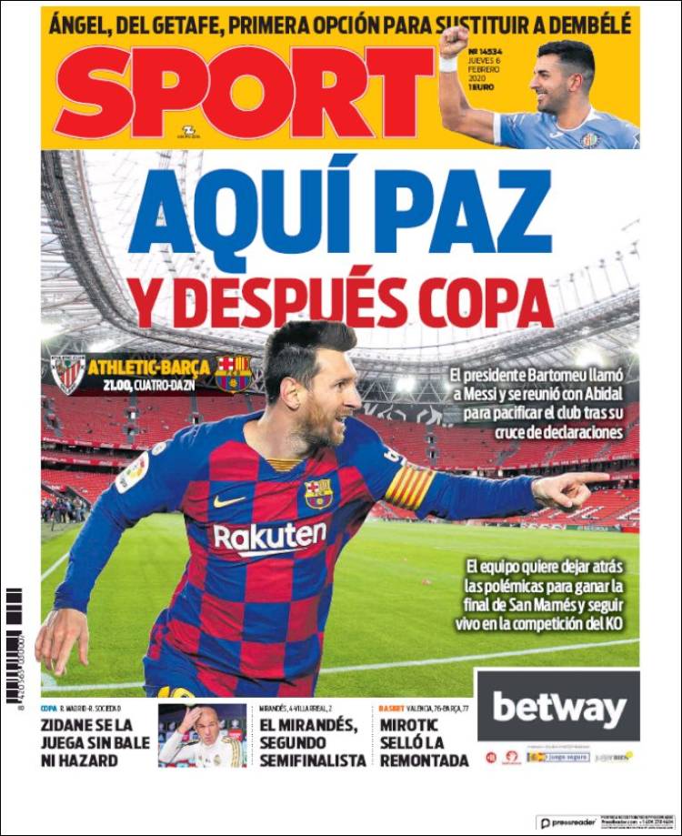 Portadas de diarios deportivos del mundo del 6 de febrero del 2020