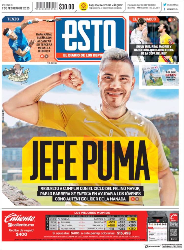 Portadas de diarios deportivos del mundo del 7 de febrero del 2020
