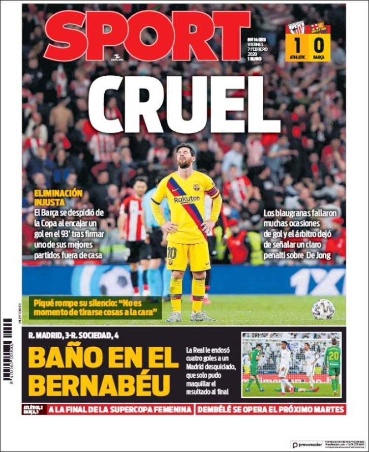 Portadas de diarios deportivos del mundo del 7 de febrero del 2020