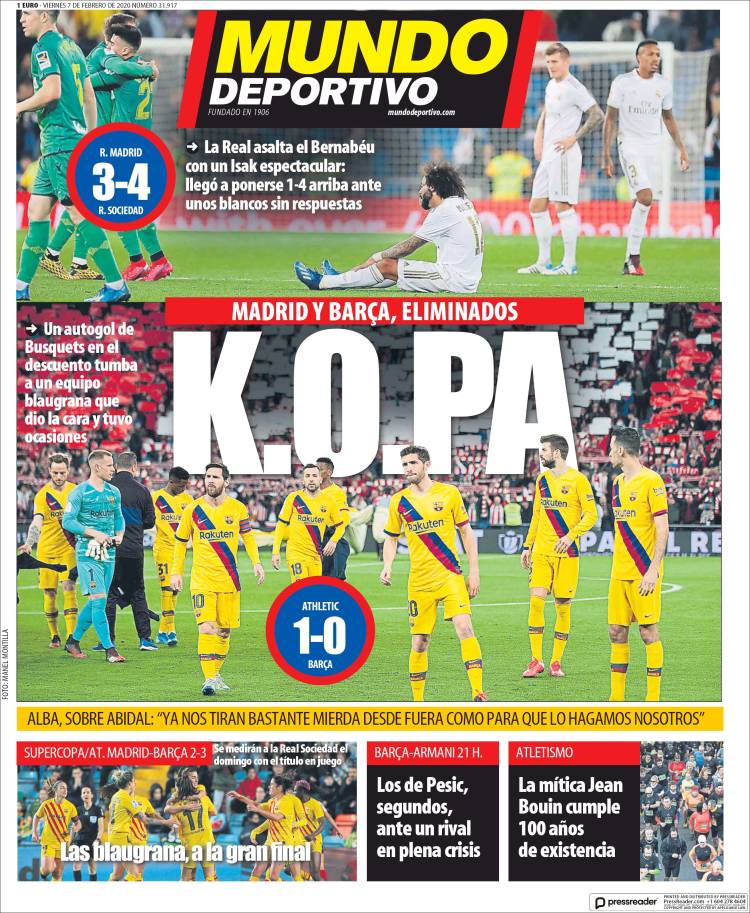 Portadas de diarios deportivos del mundo del 7 de febrero del 2020