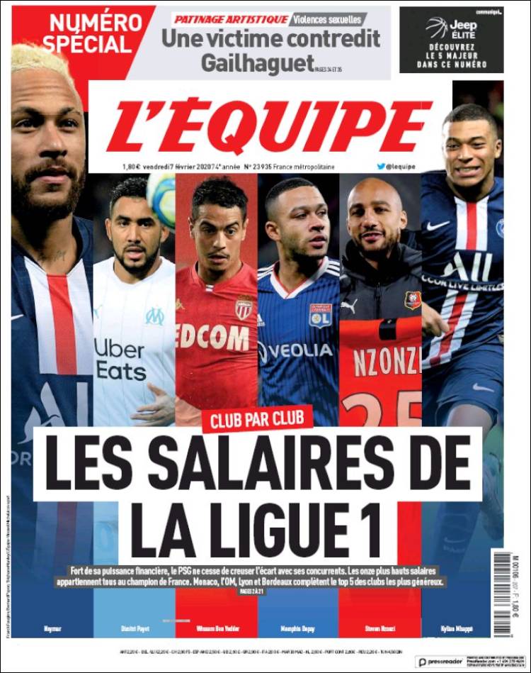 Portadas de diarios deportivos del mundo del 7 de febrero del 2020