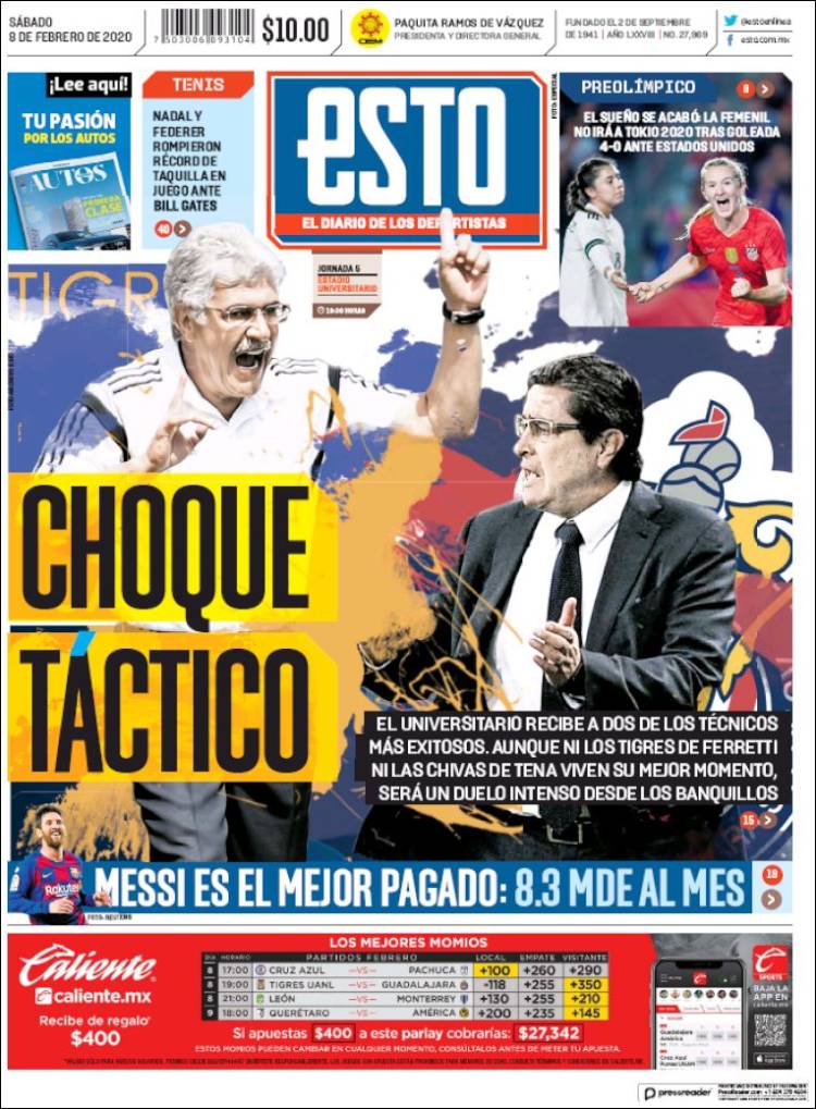 Portadas de diarios deportivos del mundo del 8 de febrero del 2020
