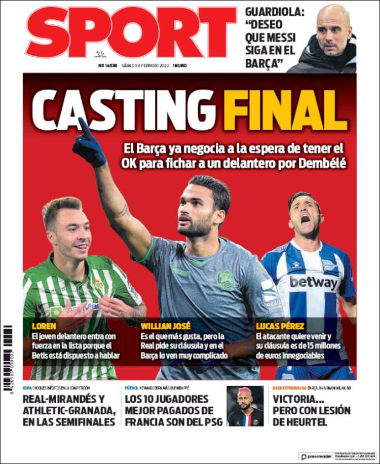 Portadas de diarios deportivos del mundo del 8 de febrero del 2020