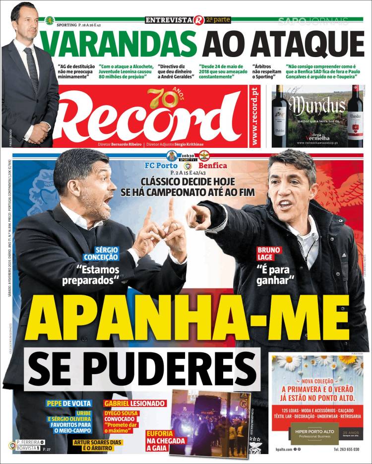 Portadas de diarios deportivos del mundo del 8 de febrero del 2020