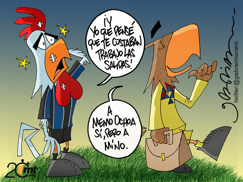 "Hablando de salidas", cartón de Gabriel en Mediotiempo.