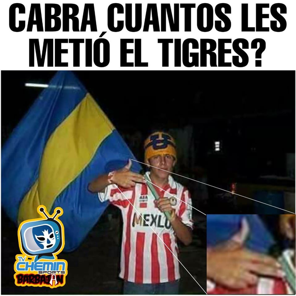 Repasón de Tigres a Chivas que por supuesto genera burlas en los memes.