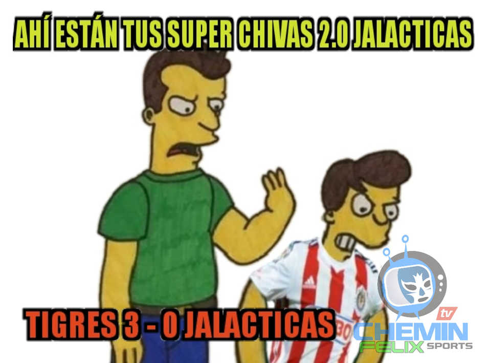 Repasón de Tigres a Chivas que por supuesto genera burlas en los memes.