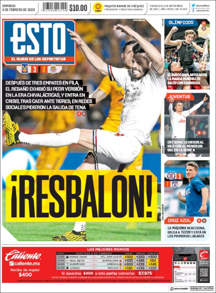 Portadas de diarios deportivos del mundo del 9 de febrero del 2020