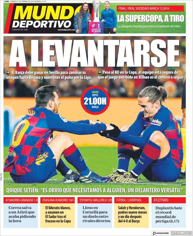 Portadas de diarios deportivos del mundo del 9 de febrero del 2020