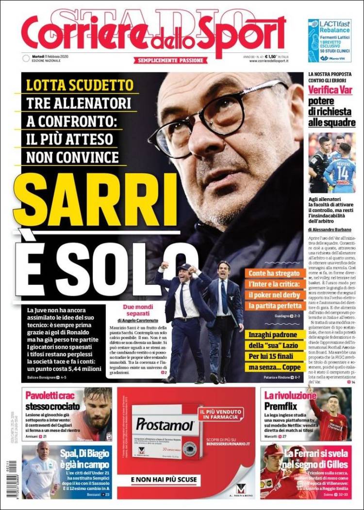 Portadas de diarios deportivos en el mundo del 11 de febrero de 2020