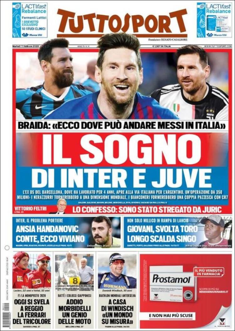 Portadas de diarios deportivos en el mundo del 11 de febrero de 2020