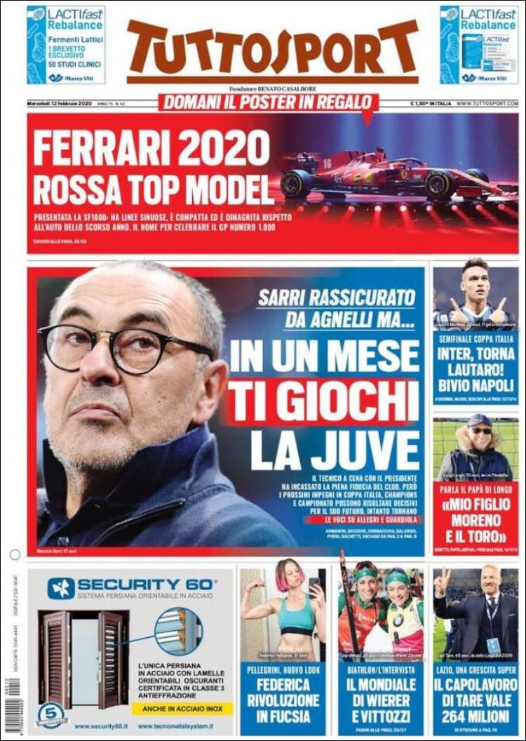 Portadas de diarios deportivos en el mundo del 12 de febrero de 2020