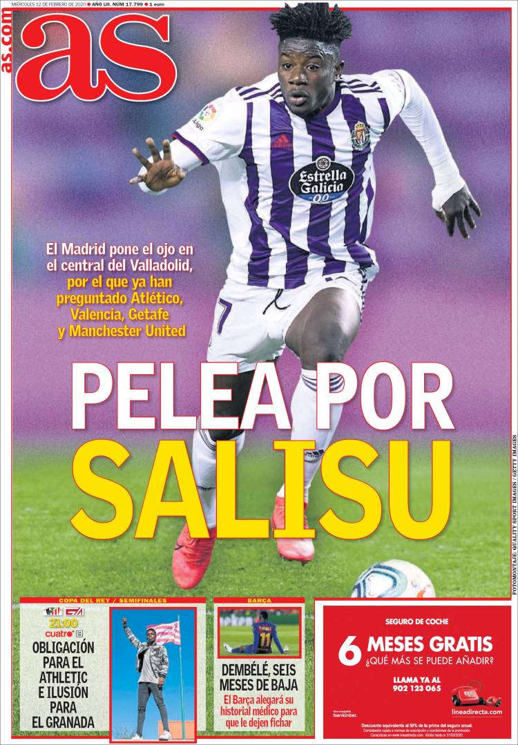 Portadas de diarios deportivos en el mundo del 12 de febrero de 2020