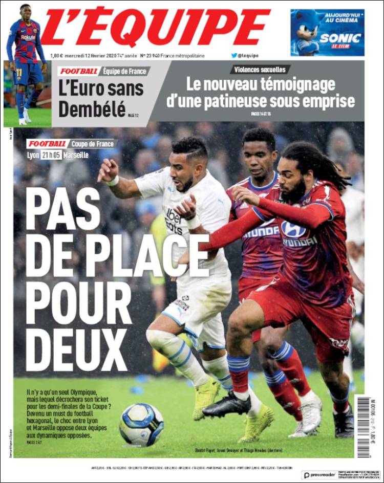 Portadas de diarios deportivos en el mundo del 12 de febrero de 2020