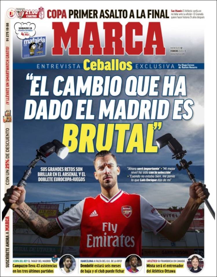 Portadas de diarios deportivos en el mundo del 12 de febrero de 2020
