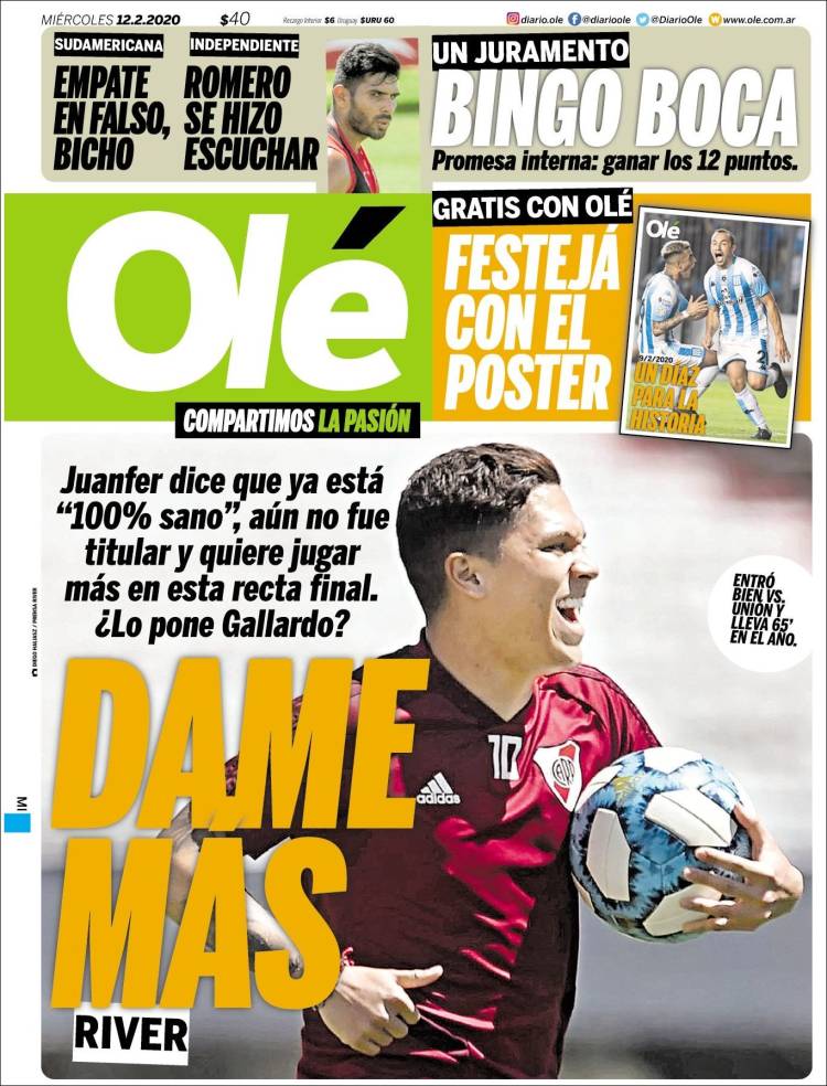 Portadas de diarios deportivos en el mundo del 12 de febrero de 2020