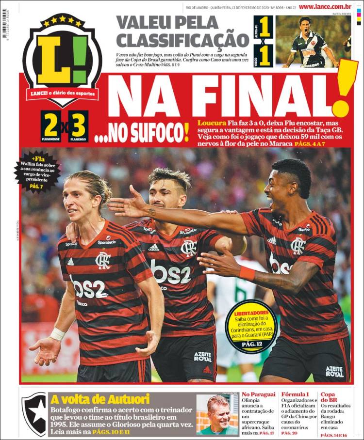 Portadas de diarios deportivos en el mundo del 13 de febrero de 2020